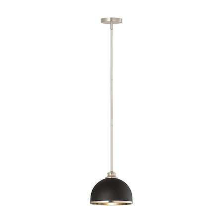Z-Lite Landry 1 Light Pendant, Matte Black & Brushed Nickel 1004P10-MB-BN